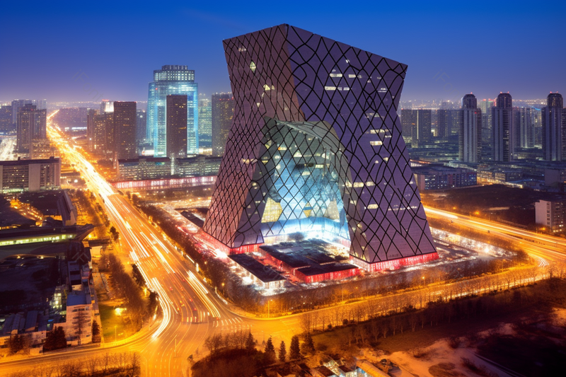 城市建筑夜景电视台总部大楼,高清,摄影图,摄影图片,图片大全,摄影图免费下载